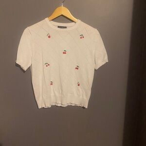 White t-shirt with cherry details